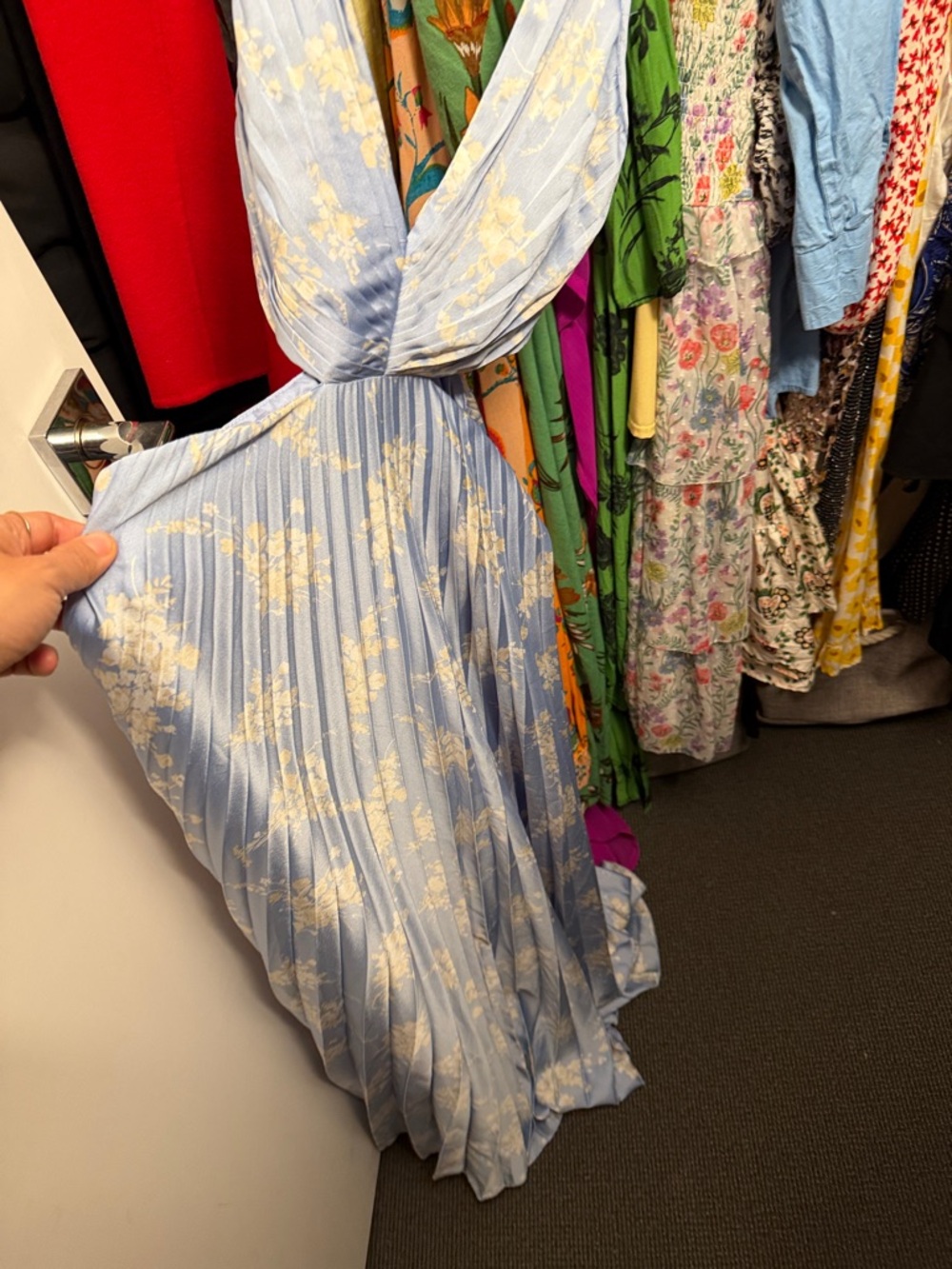 Abercrombie & Fitch Light Blue Floral Maxi Dress Giselle Pleated Midi S Tall - Picture 6 of 7